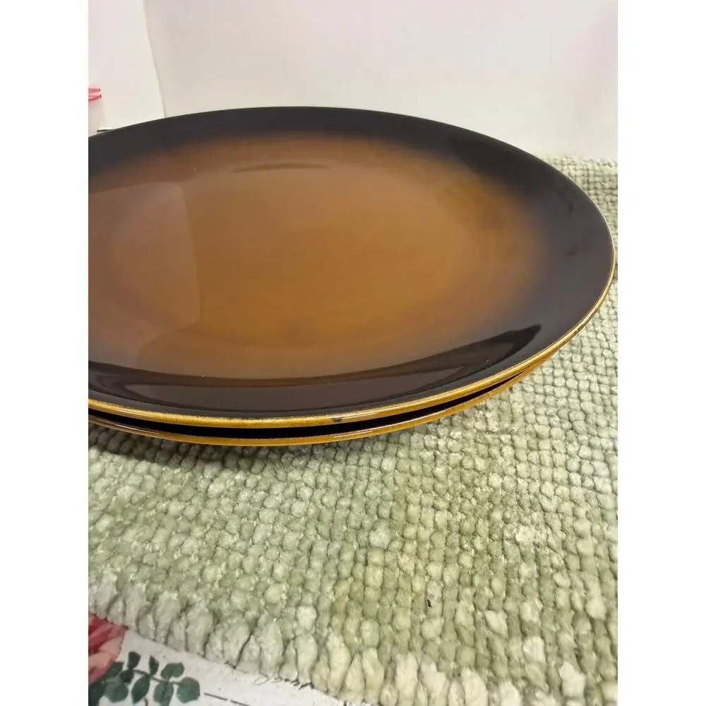 Amber and Black Ceramic Dinner Plates - Set of 4